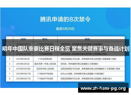 明年中国队重要比赛日程全览 聚焦关键赛事与备战计划
